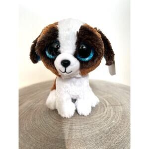 Ty Beanie Boos Duke The Dog Blue Glitter Eyes and Blue Tail Tip